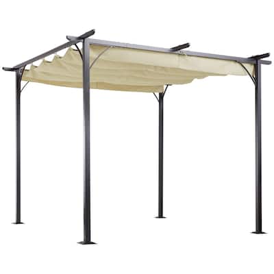 9.8x9.8 ft Patio Gazebo Pergola with Adjustable PU Canopy and Powder-Coated Steel Frame for Outdoor - 9.8' L x 9.8' W x 7.5' H