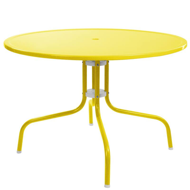 39.25-Inch Outdoor Retro Metal Tulip Table Yellow
