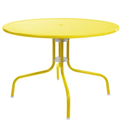 39.25-Inch Outdoor Retro Metal Tulip Table Yellow