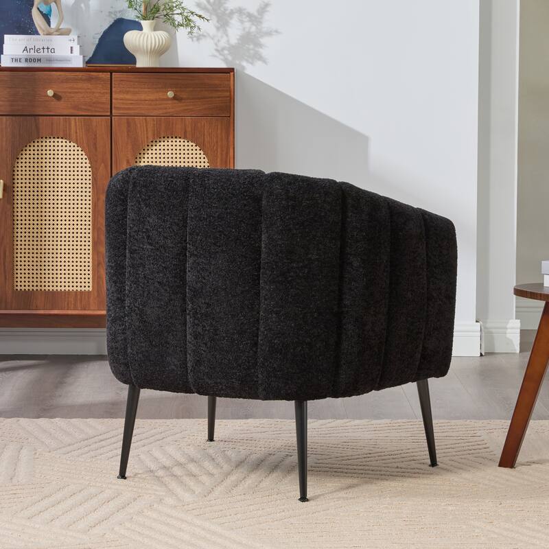 29.9" W Mid-Century Chenille Armchair with Metal Legs