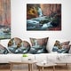 preview thumbnail 21 of 23, Autumn Mountain Waterfall Long View Landscape Photo Canvas Print - Orange