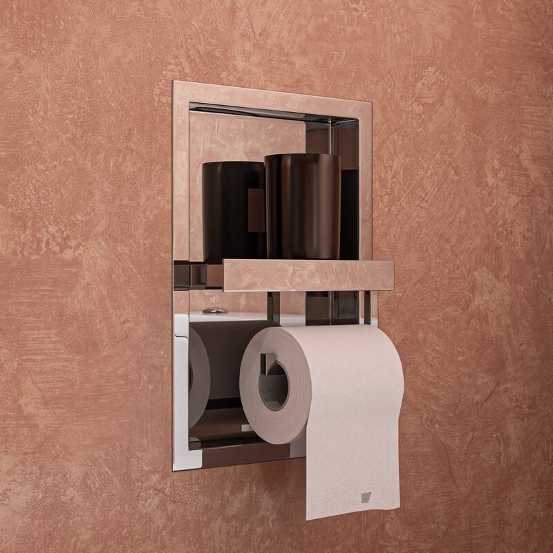 ALFI brand ABTPN88-PSS Polished Stainless Steel Recessed Toilet Paper Holder Niche - Grey