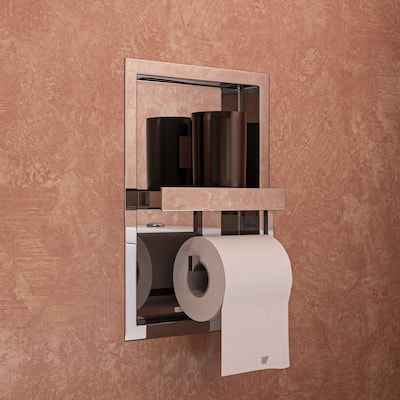 ALFI brand ABTPN88-PSS Polished Stainless Steel Recessed Toilet Paper Holder Niche - Grey