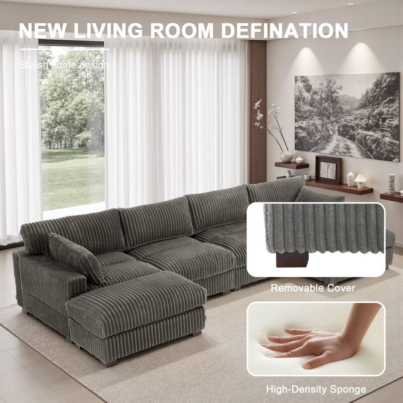 Oversized U-shaped Plush Modular Sectional Sofa Set