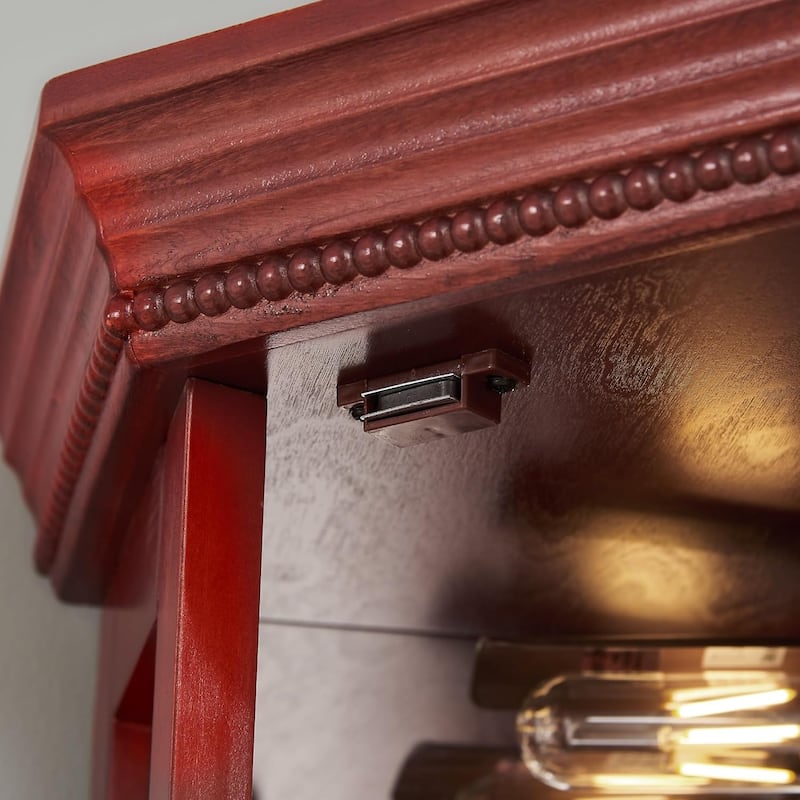 Roomfitters Wooden Corner Display Curio Cabinet, Lighted China Cabinet with Tempered Glass Door