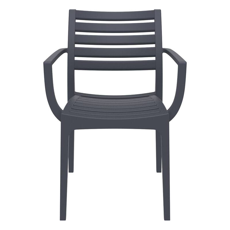 33" Gray Stackable Outdoor Patio Dining Arm Chair