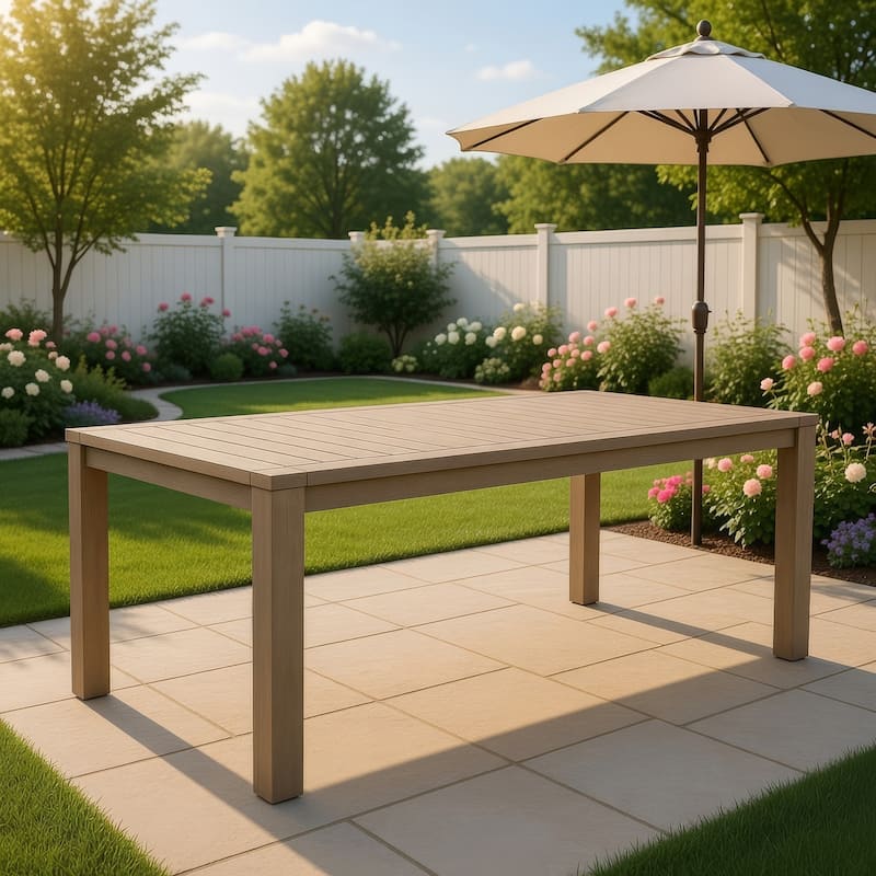 Neji 87 Inch Dining Table, Burnt Brown Eucalyptus Wood Frame, Plank Top