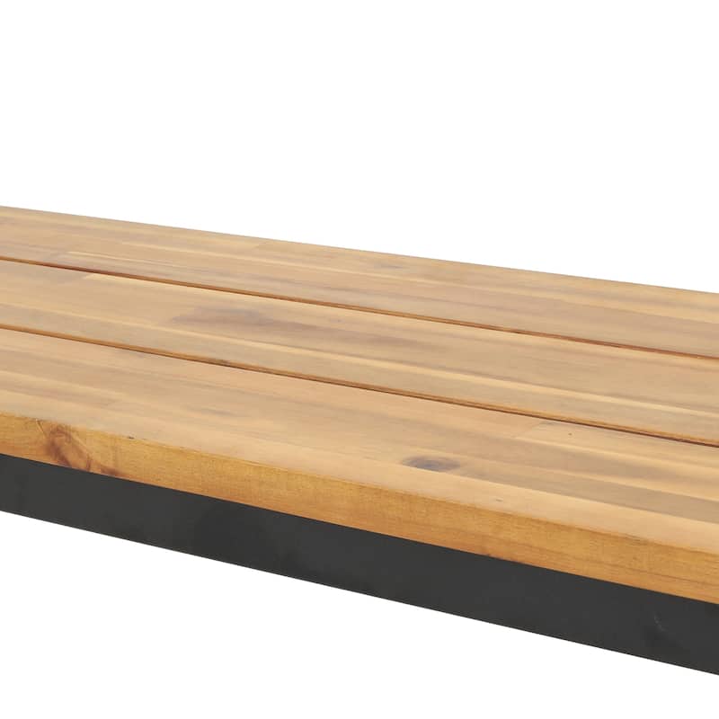 Lindsey Acacia Wood and Iron Outdoor Dining Bench by Christopher Knight Home