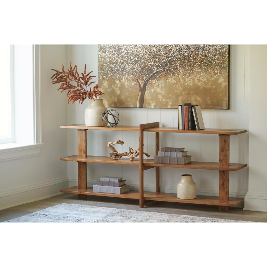 Signature Design by Ashley Fayemour Brown Console Sofa Table - 78" W x 19" D x 33.5" H