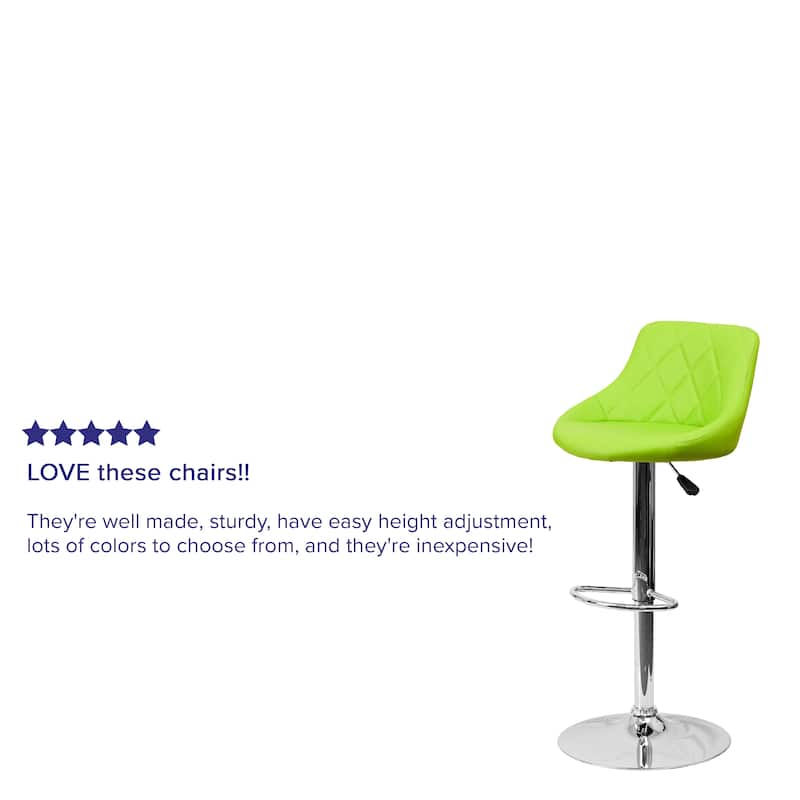 Diamond Pattern Vinyl Bucket Seat Adjustable Barstool - 18.5"W x 19"D x 33.25" - 41.75"H
