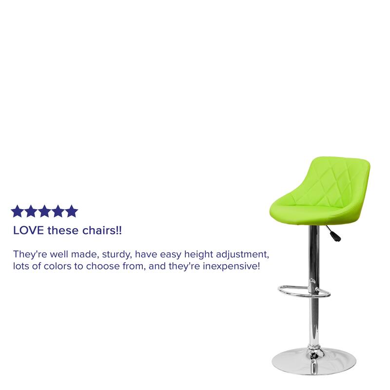 Vinyl Bucket Seat Adjustable Diamond Back Barstool (Set of 2) - 18.50"W x 19"D x 33.25" - 41.75"H