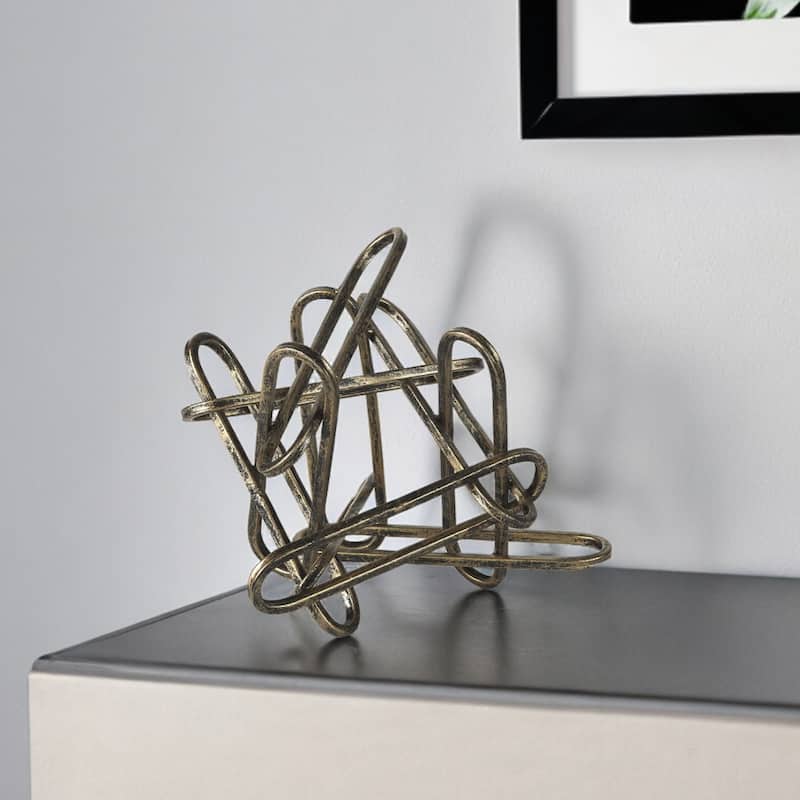 HomeRoots 9" Copper Fabric Sculpture - 12.00 in. x 9.00 in. x 10.00 in. - 12.00 in. x 9.00 in.  x 10.00 in.