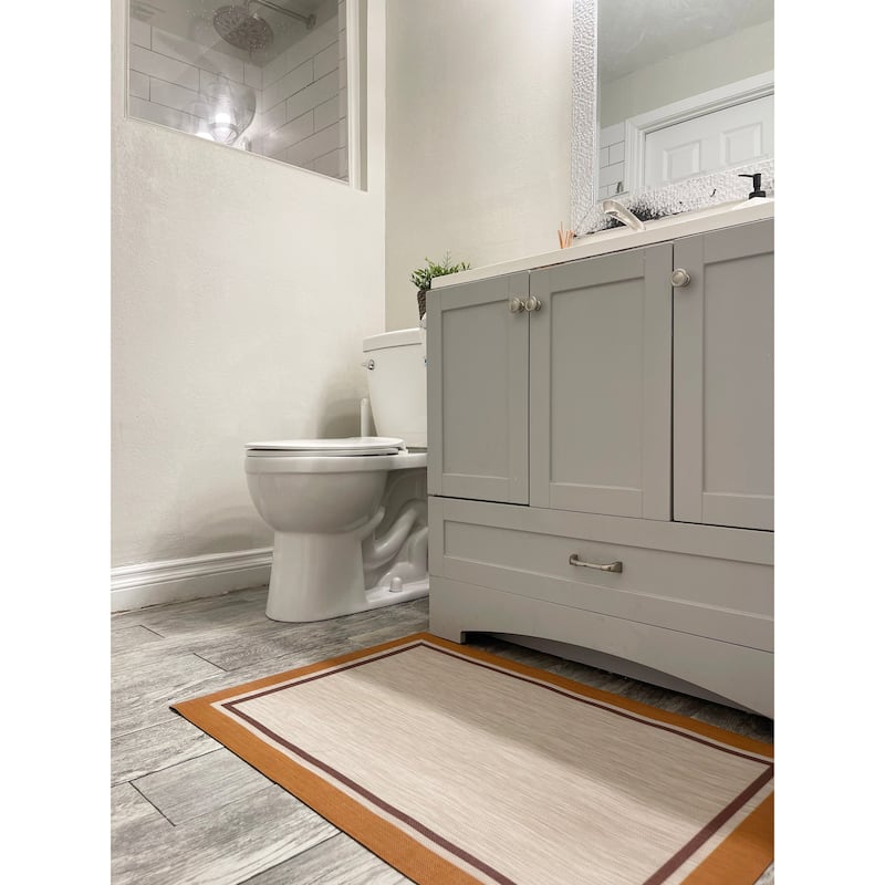 Casahola Woven Vinyl Home Kitchen Floor Mat Waterproof Area Rug for Indoor/Outdoor