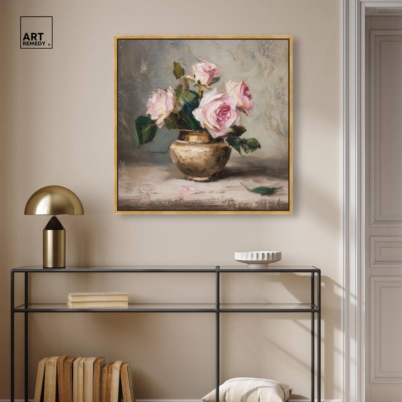 Pink Petals and Brass Canvas by Art Remedy