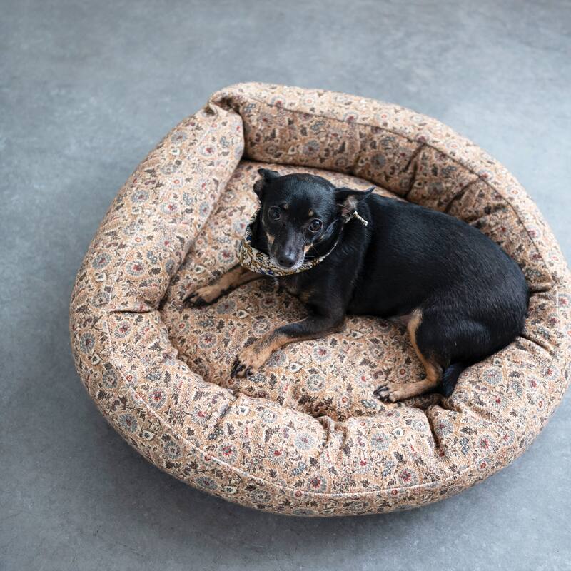 Cotton Slub Pet Bed with Floral Pattern