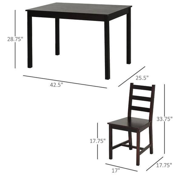 5 Piece Wood Dining Room Table Set with Kitchen Table and Chairs - Bed ...