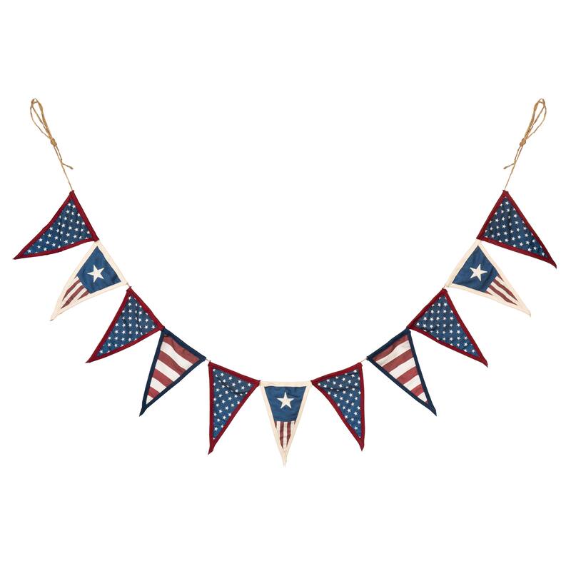 Patriotic Pennant Banner- Stars and Stripes Banner 60"x9" Pennant 5.5"x9"