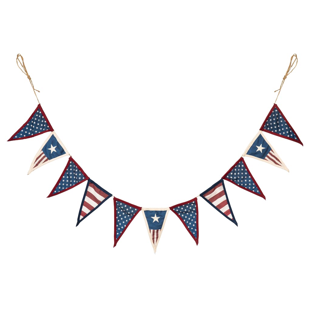 Patriotic Pennant Banner- Stars and Stripes Banner 60"x9" Pennant 5.5"x9"
