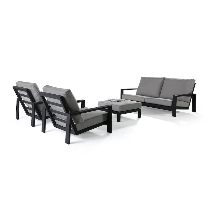 Benton 4-Piece Aluminum Outdoor Conversation Sofa Set with Cushions