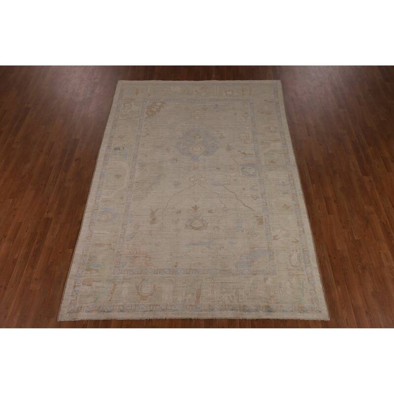 Earth Tone Oushak Turkish Area Rug Handmade Wool Carpet - 6'7"x 9'6"