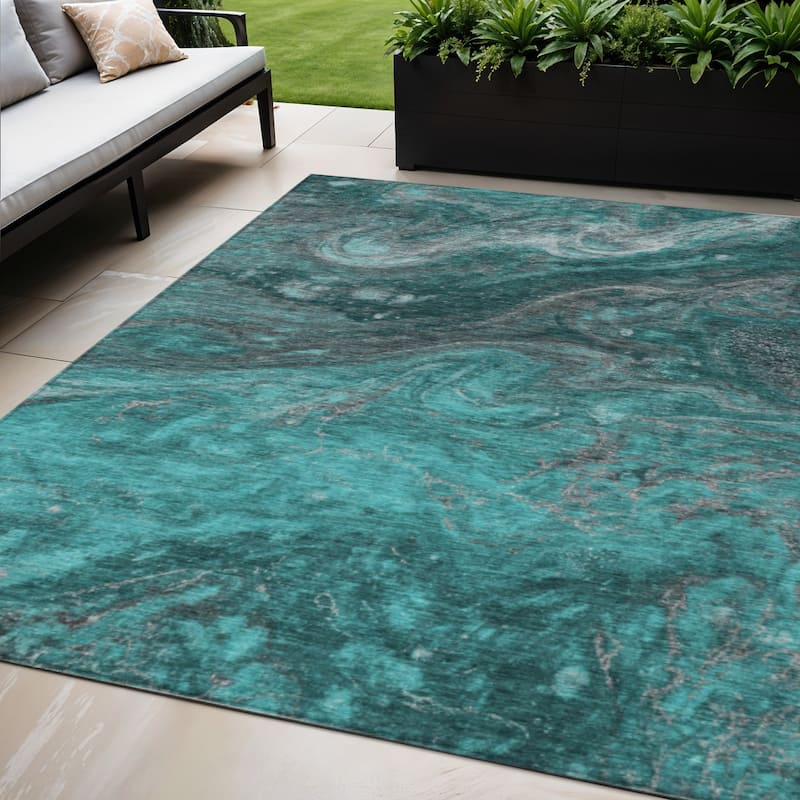 HomeRoots Abstract Transitional Rectangle Outdoor Rug - 5' X 8'