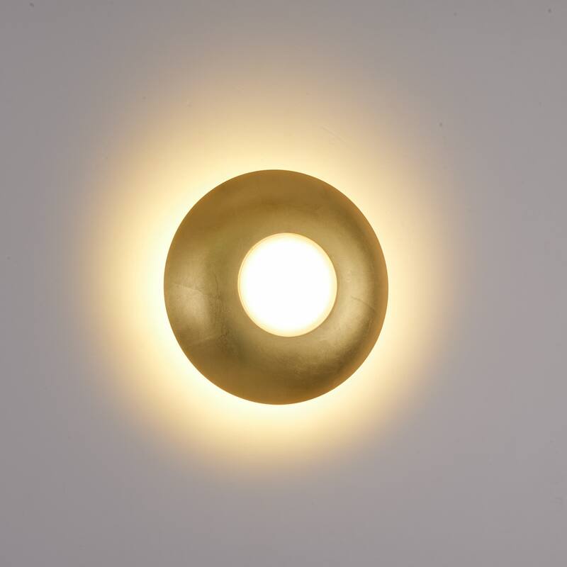 1-Light Retro Luxury Gold Foil LED Energy-Saving Central Light Wall Sconce for Living Room - 12.6 in. W x 3 in. D x 12.6 in. H