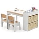 preview thumbnail 5 of 15, Kids Art Table and 2 Chairs Set with 4 Fabric Storage Bins and 4 Compartments - 39.5" x 20" x 23" (L x W x H)