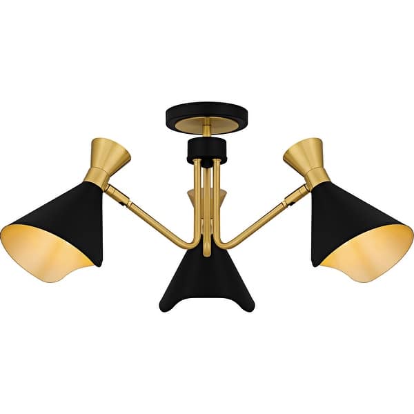 slide 2 of 9, Arden 3-Light Matte Black Semi-Flush Mount