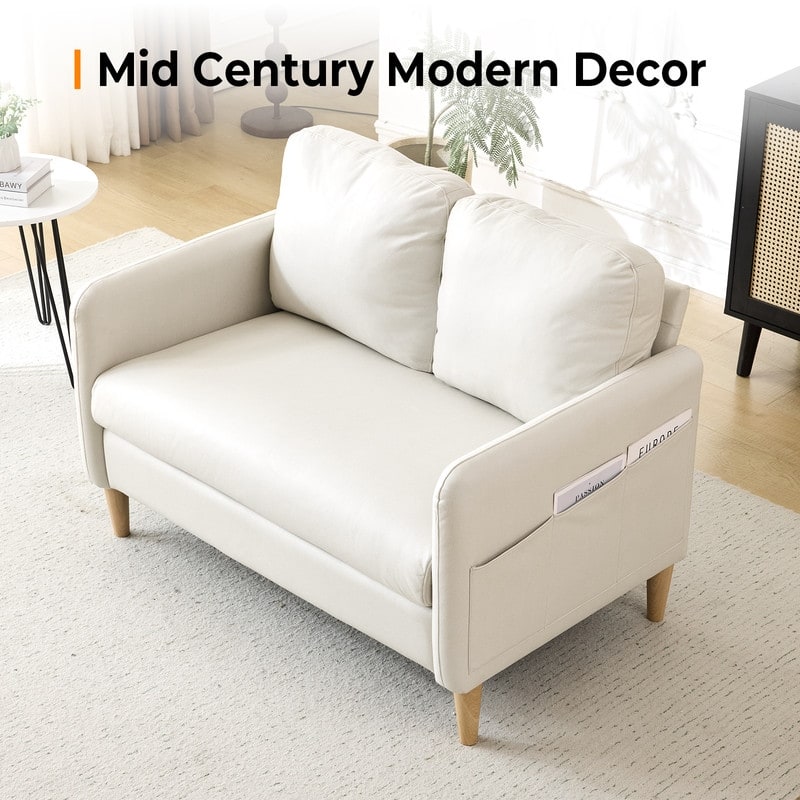 47 in. Modern Comfy Couch Loveseat with Side Storage For Living Room