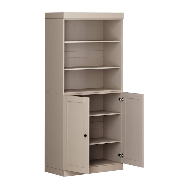Palace Imports 100% Solid Wood 6-Shelf Bookcase with Shaker Doors and Adjustable Shelves