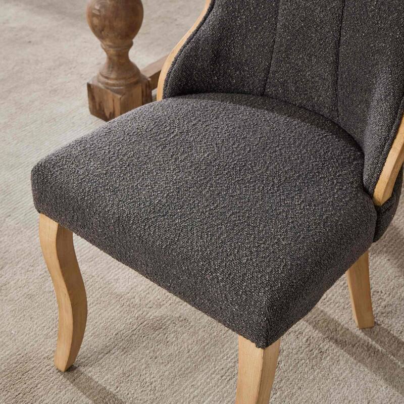 Snow Velvet Dining Chairs, Mid-Century Style with Curved Wood Trim & Sculpted Legs, Upholstered Comfort for Dining/Lounge