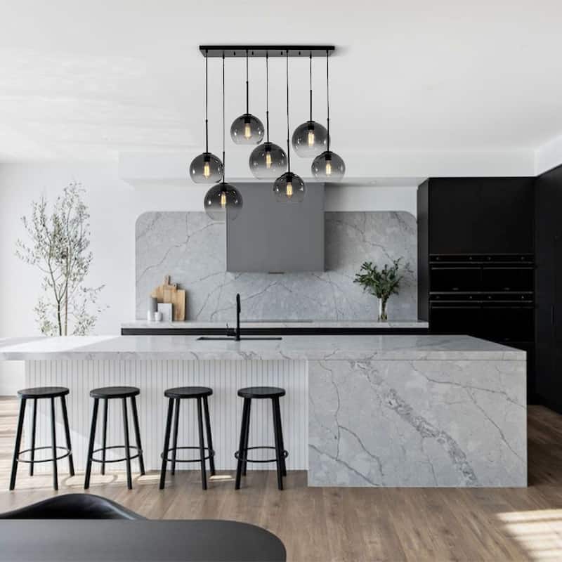 Ultra Modern 7-Light Sculptural Gradient Glass Island Pendant - 39.4in