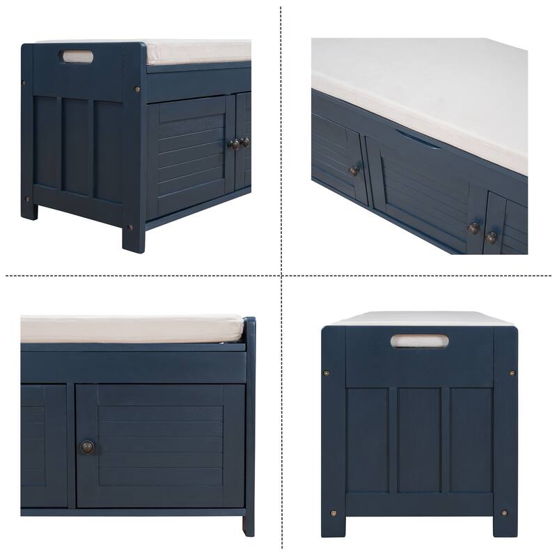 43.5" Storage Bench With Linen Blend Cushion