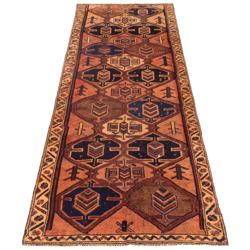 ECARPETGALLERY Hand-knotted Melis Vintage Copper Wool Rug - 3'10 x 11'9