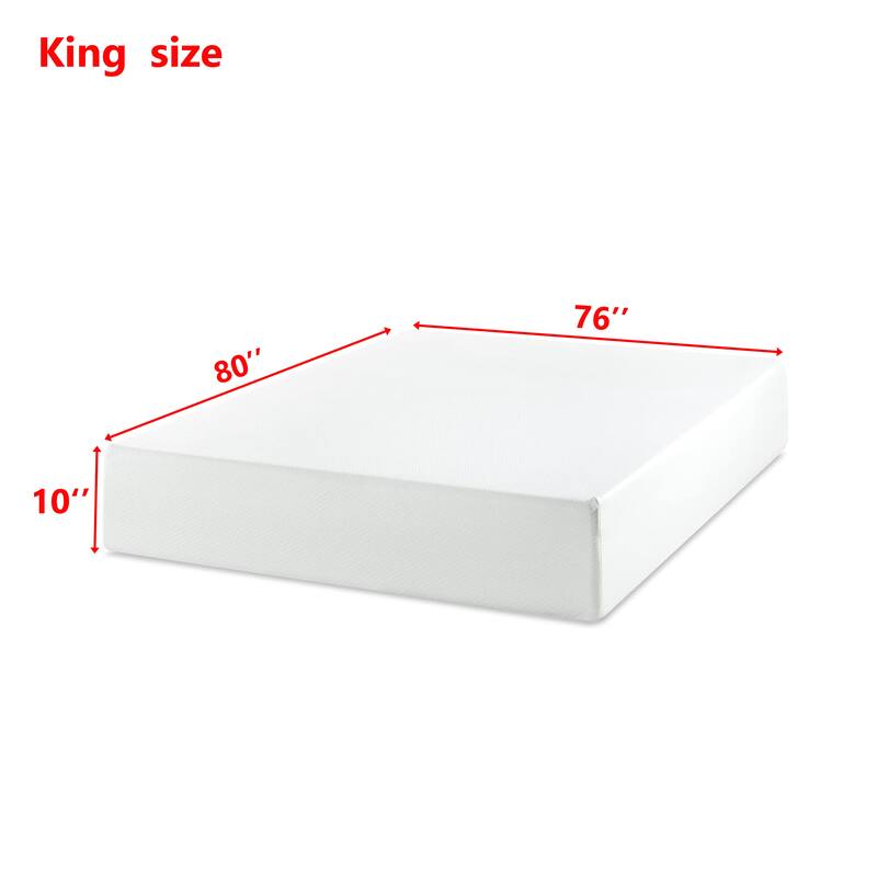 10 King Green Tea Memory Foam Mattress in Box, Fiberglass Free, White(Bed not included)