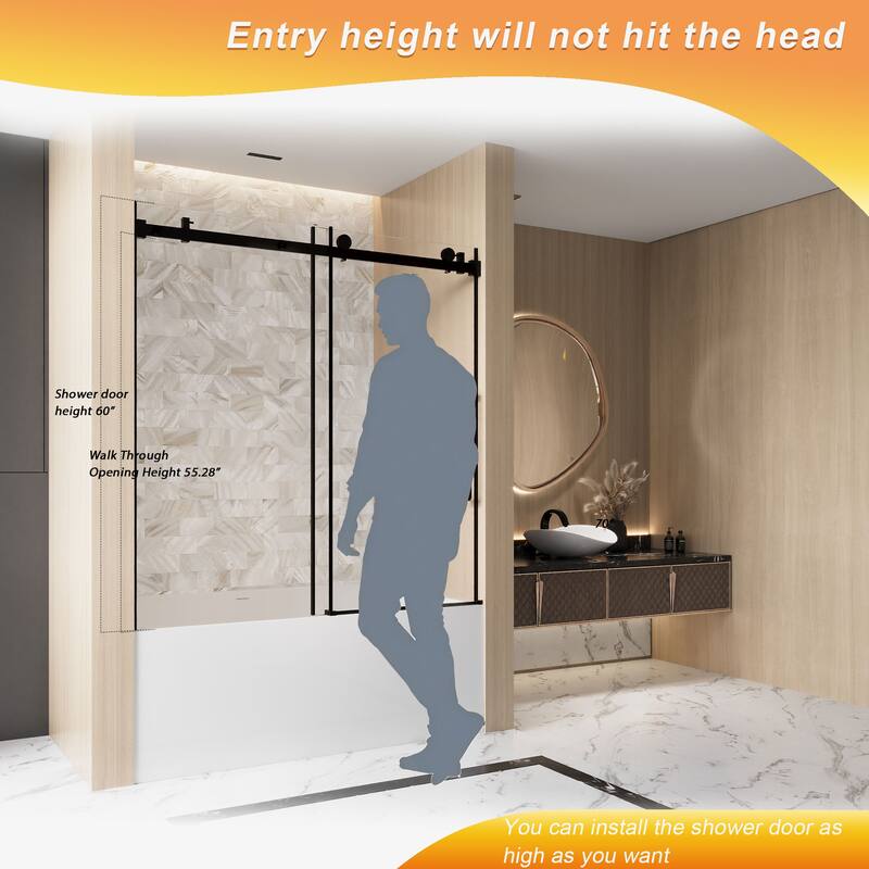 GDFStudio - Everett Frameless Single-Sliding Shower Door