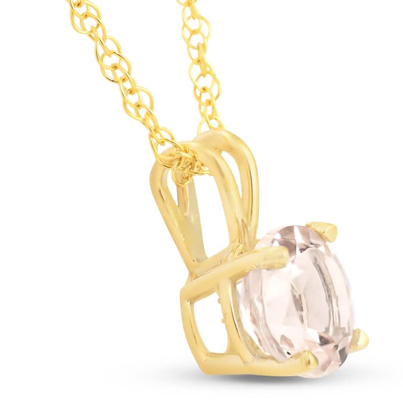 Bliss Diamond 3/4ct Morganite Solitaire Pendant Yellow Gold