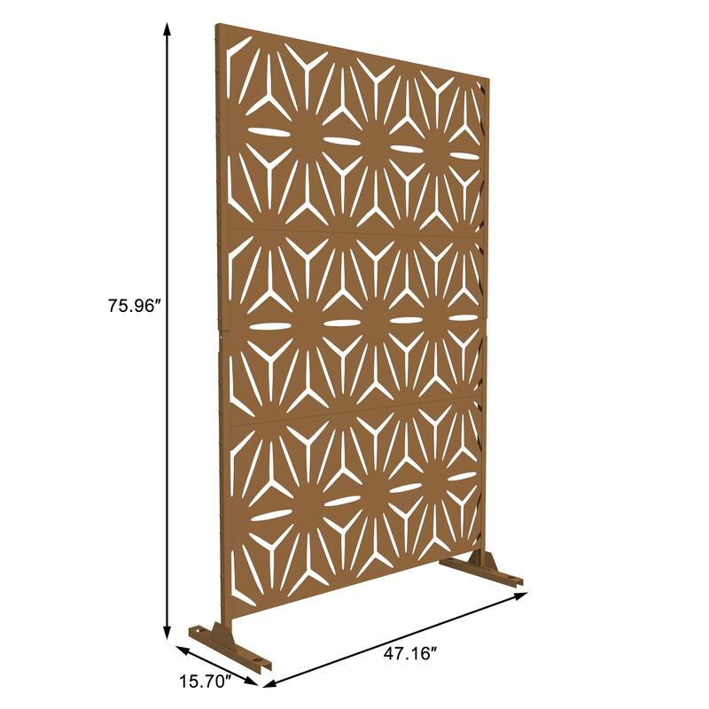 Free Standing Metal Privacy Screen Panel Decorative Outdoor Privacy Screen - 72"H x 47"W