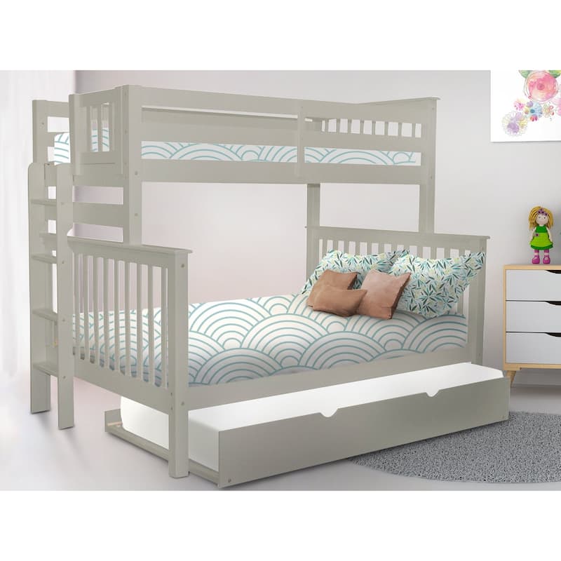 Taylor & Olive Trillium Twin over Full Bunk Bed Ladder, Twin Trundle - Grey