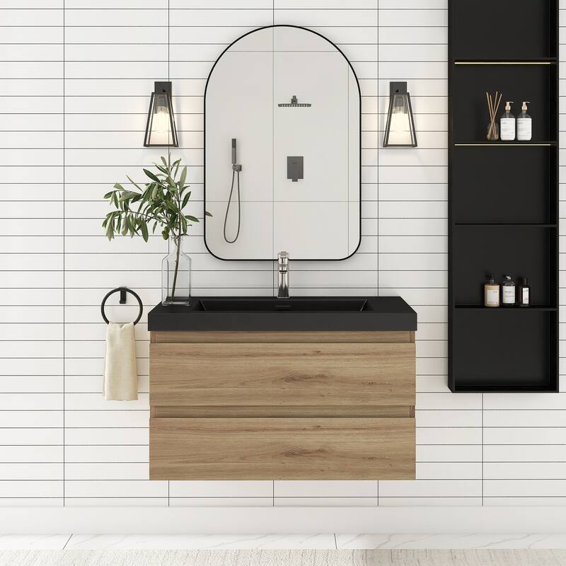 Floating Bathroom Vanity with Quartz Sand Top