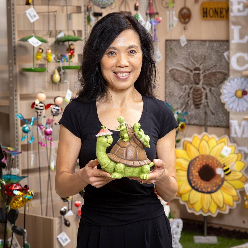 7" Resin Turtle With Kids Statue