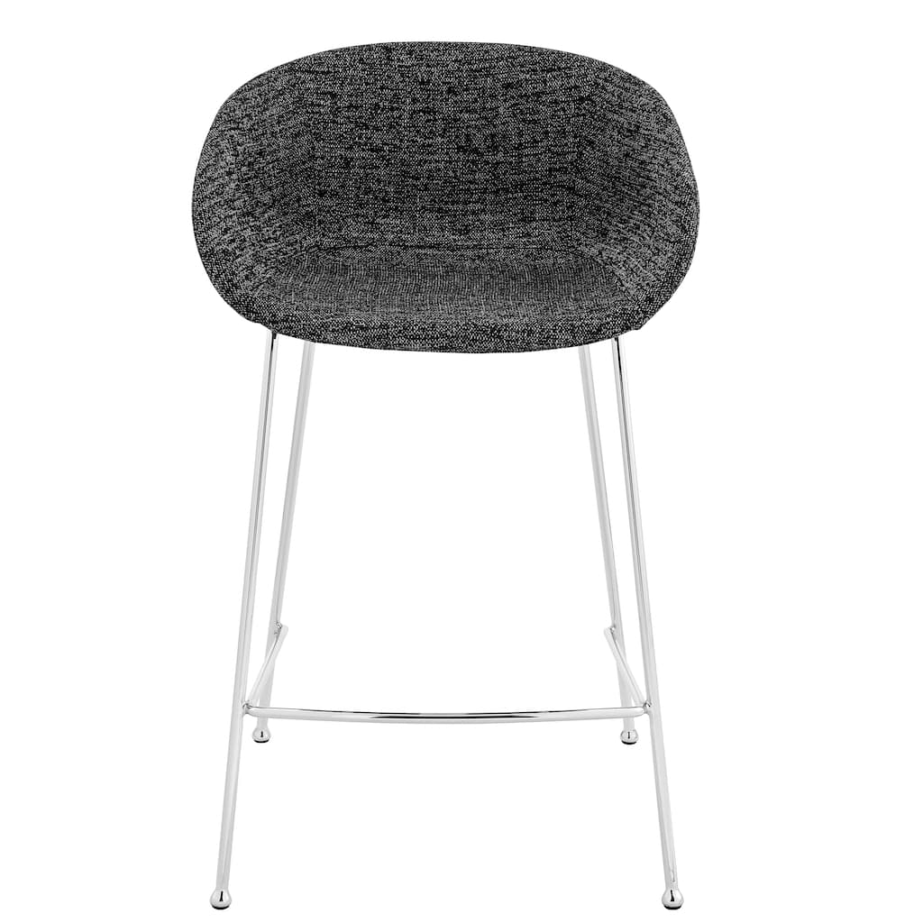 Zach Counter Stool with Black Fabric and Chromed Steel Legs - Set of 2