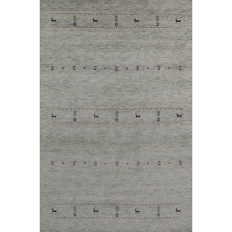 Little Animals Gabbeh Indian Area Rug Handmade Wool Carpet - 5'2" x 7'11"