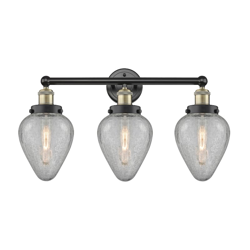 Innovations Lighting Geneseo - 3 Light 24" Bath Vanity Light - Black Antique Brass/Clear Crackle