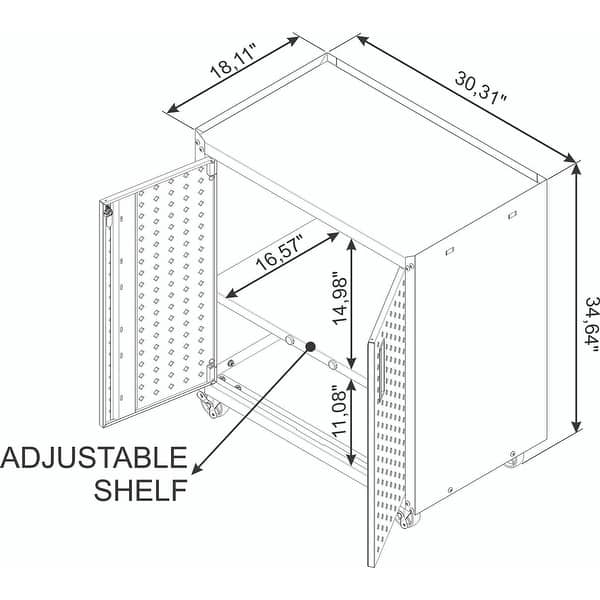 Fortress 31.5" Mobile Garage Cabinet with Shelves