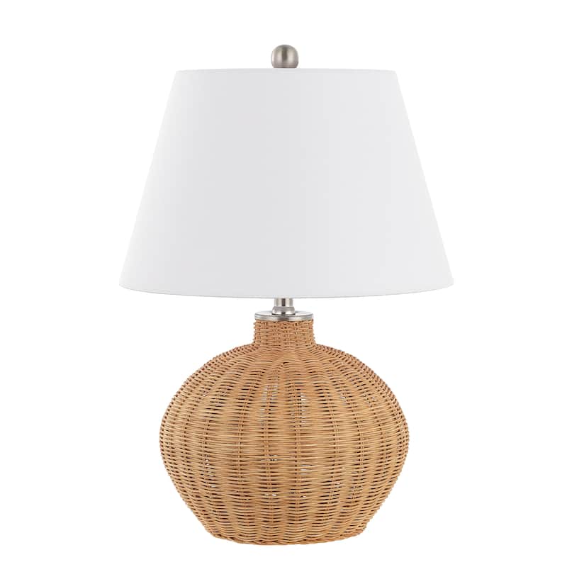 SAFAVIEH Lighting Juana Tropical Coastal Boho Rattan 22-inch Table Lamp - 15 in. W x 15 in. D x 22 in. H