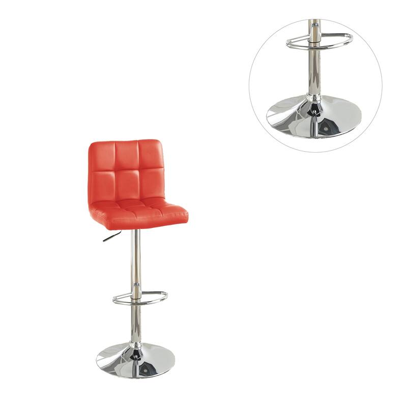 Set of 2 Faux Leather Barstool with Gas Lift in Red