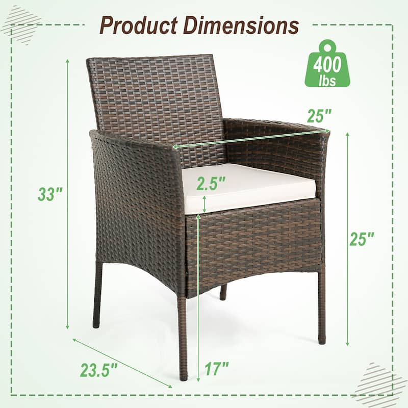 Gymax Patio Dining Chairs Set of 4 Outdoor PE Wicker Chairs w/