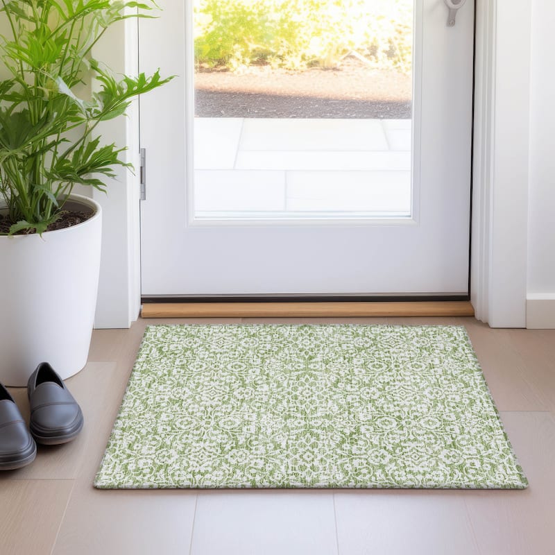 Premium Washable Super Soft Traditional Mekenzie Mayfield Rug - Green - 1'8" x 2'6"