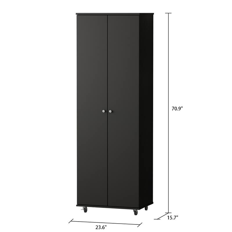 Timechee 71"H Tall Storage Cabinet, 8-Tier Shoe Rack with Wheels